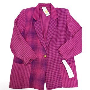 Vintage New Old Stock NOS Style My Way Gingham Plaid Blazer Women's Sz L 16/18